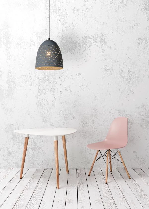 Lucide GALLA - Hanglamp - Ø 25 cm - 1xE27 - Grijs - sfeer 1